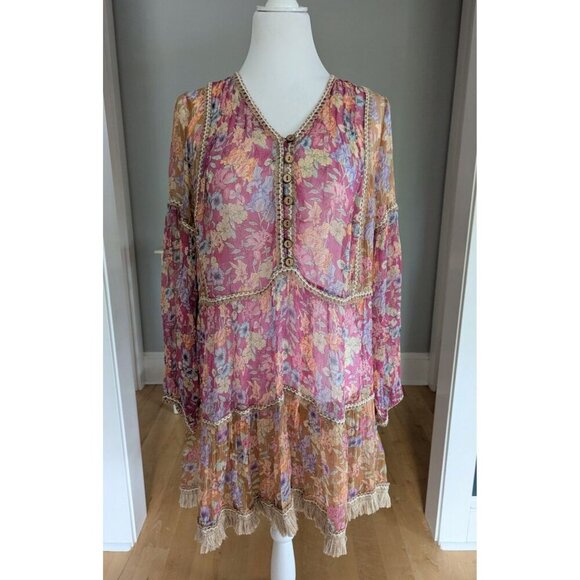 Anthropologie Letruelse Boho Sheer Dress OVersized Sheer Cover-Up Size Small - Picture 1 of 13